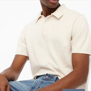J. crew Factory BH753 Cream Cotton sweater-polo size Large NWOT